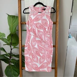 Banana Republic / Red and White Paisley Sheath Dress